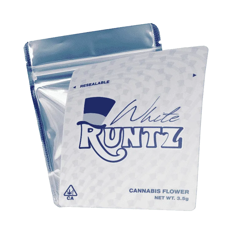 Custom Packaging USA, Custom Printed Boxes - White Runtz Mylar Bags