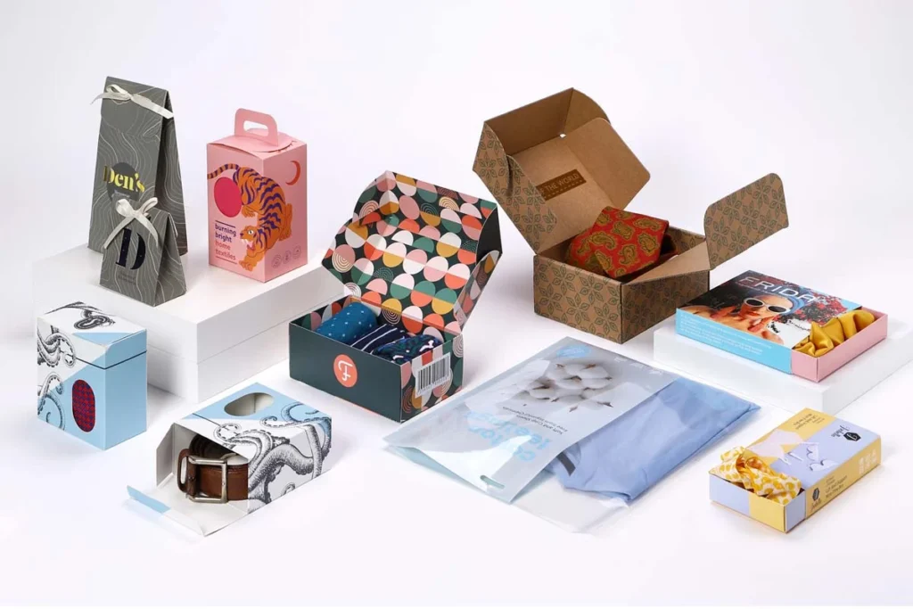 High-quality custom box packaging in USA designed for retail display, showing glossy finish and precise printing.