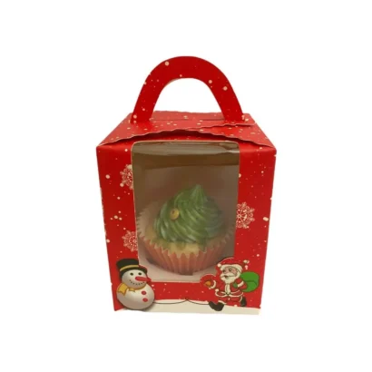 Food-safe Christmas Cupcake Boxes with secure inserts and window displays, custom sized in the USA. Perfect for delicate holiday baking.