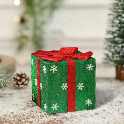 Stack of custom Christmas present boxes with matte lamination, ready for corporate and retail holiday gifting.