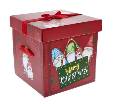 Two custom Christmas boxes with lids, one closed (magnetic) and one open, showing internal satin lining.