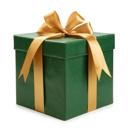 green-gift-box-wrapped-gold Christmas Present Boxes