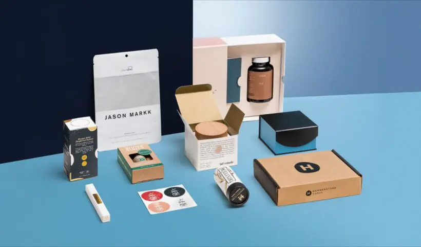 Custom Packaging Design That Sells 6 Stacks of unassembled flat-packed mailer boxes ordered via custom packaging boxes wholesale USA programs bundled tightly on pallets.